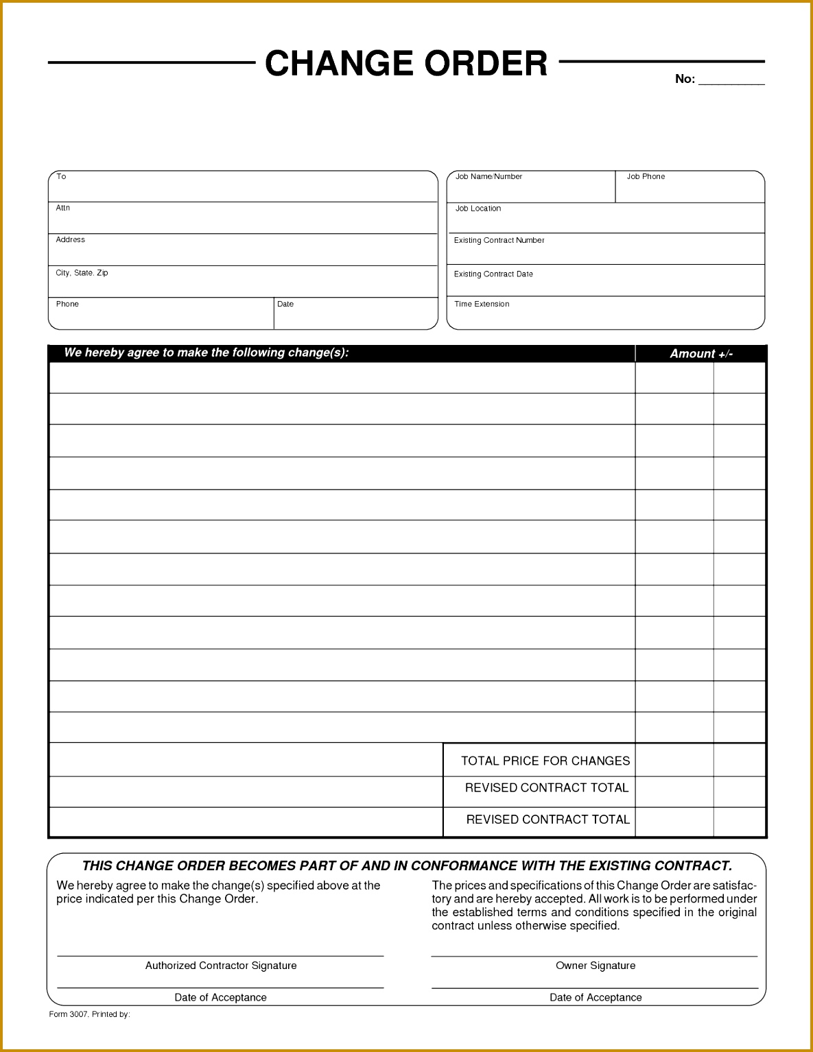 Change of Order Form by liferetreat change order form template 15341185