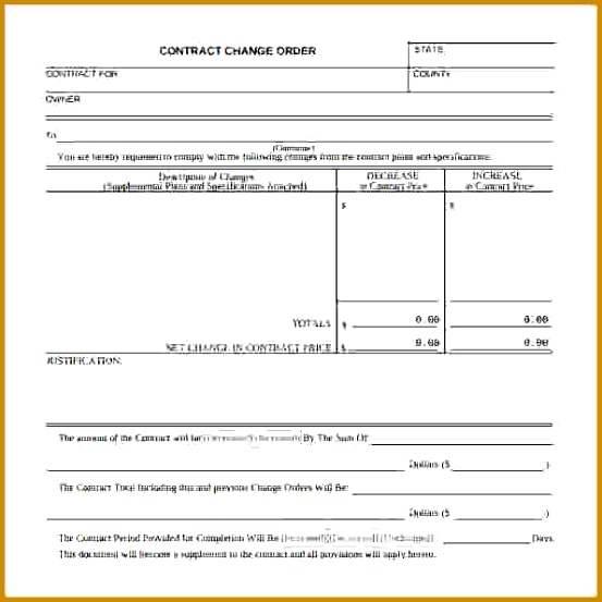 Change Order Template Contract Change Order Template 553553