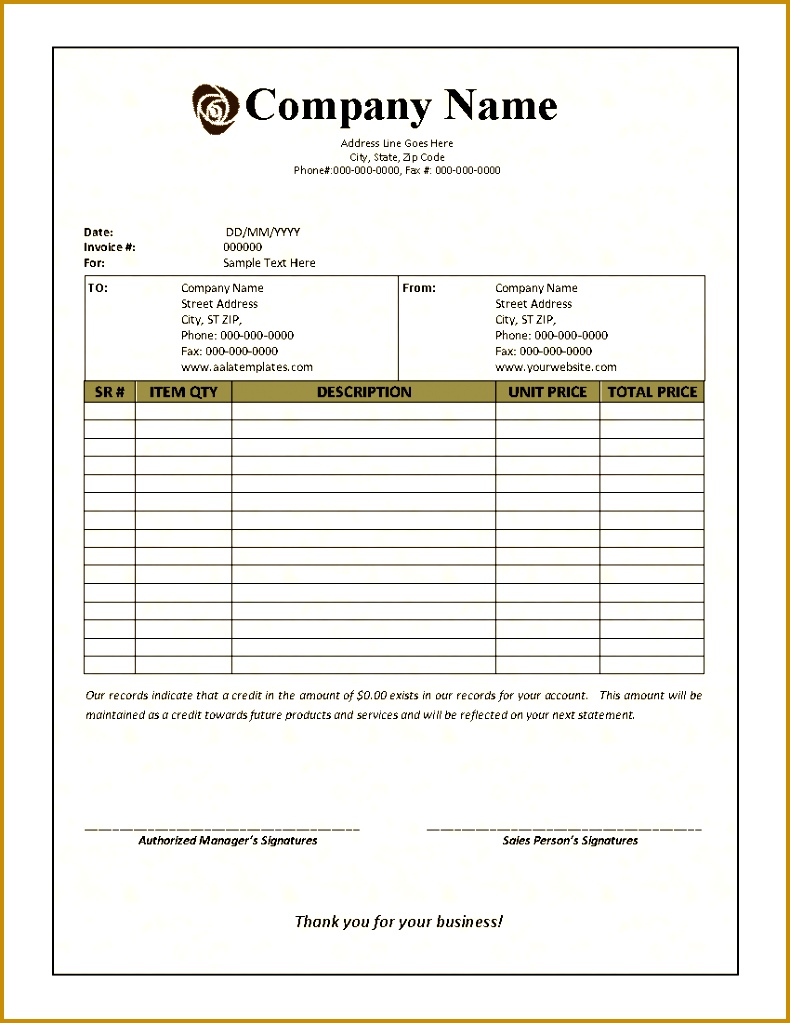 Free Invoice Template 1023790