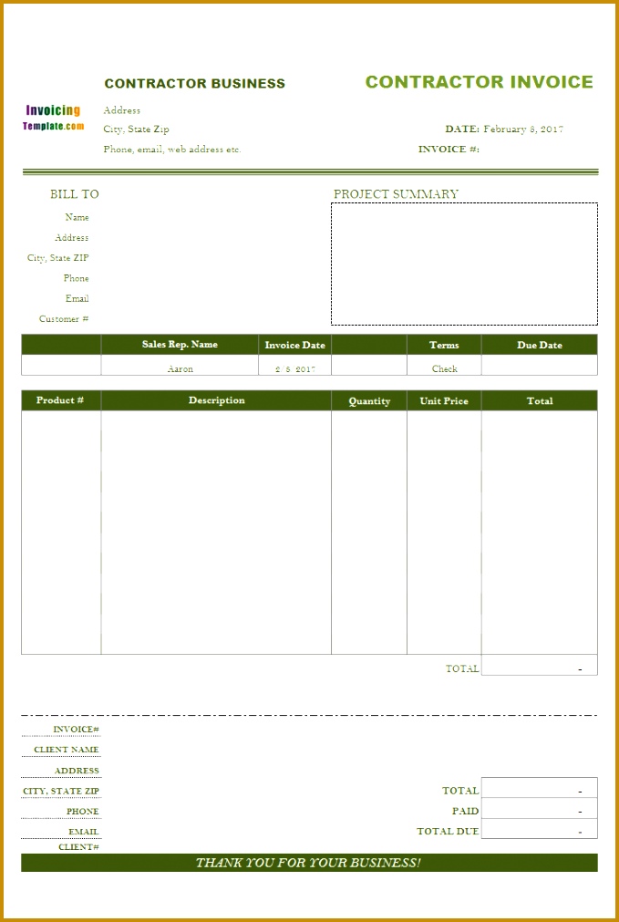 Contractor Invoices with Remittance Advice Slip 1011679
