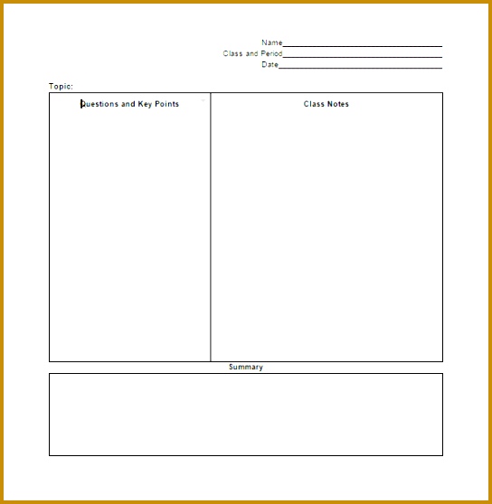 Blank Cornell Notes Report Template Google Doc 558544