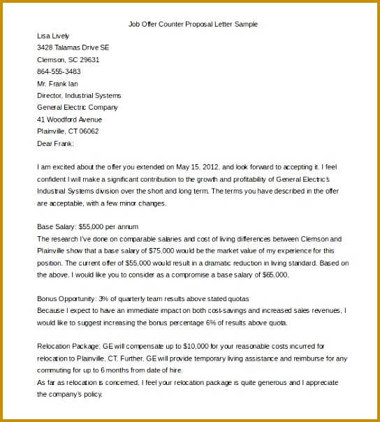 Best Solutions of Sample Job fer Counter Proposal Letter Also Sheets 544604