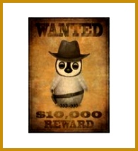 Cute Baby Penguin Cowboy Vintage Wanted Poster Art Print 195213