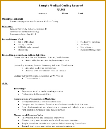Medical Coding Resume Format in PDF 362441