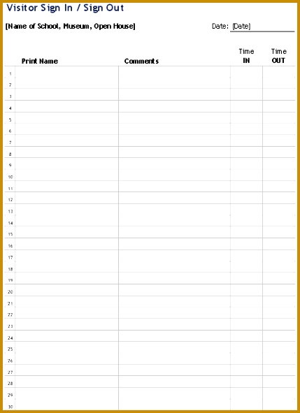 Visitor Sign In Out Sheet 591429
