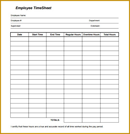 Employee Daily Timesheet Template Download in PDF 558544