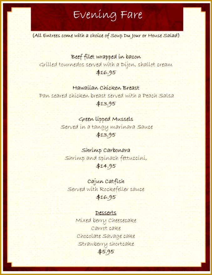 Menu Dinner Menu Template Dinner Menu Template 876677