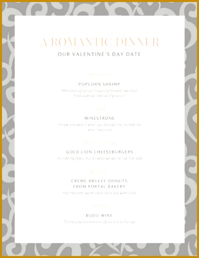 Gray and Peach Swirl Pattern Valentine s Day Food and Drink Menu 395511