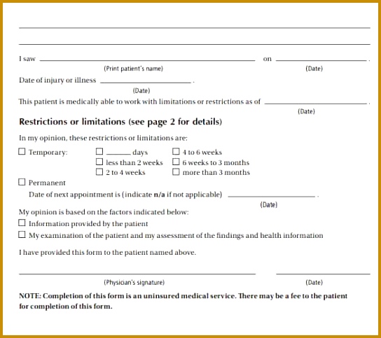 Sample Doctor Note Ability to Work PDF Template Download min 483544