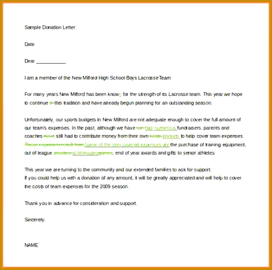 fundraising letter templates Fundraising Letter for High School Sports Template Download 552557