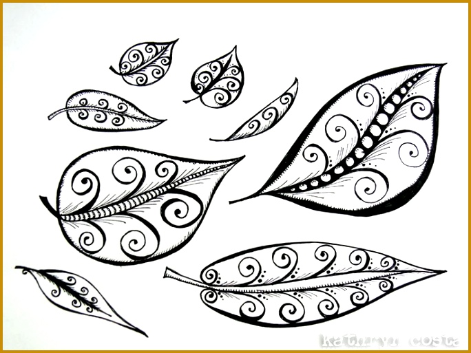 Leaf with Swirls Doodle 513684