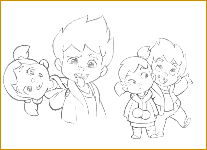 Little girl and boy character sketches Test for Mercury works by anderson mahanski 496684