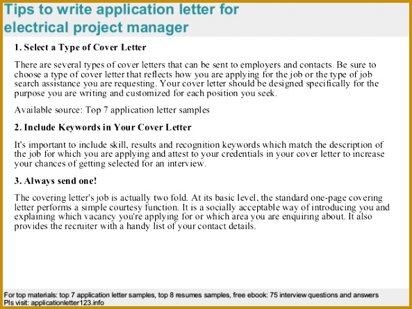 3 Tips to write application letter for electrical project manager 445593