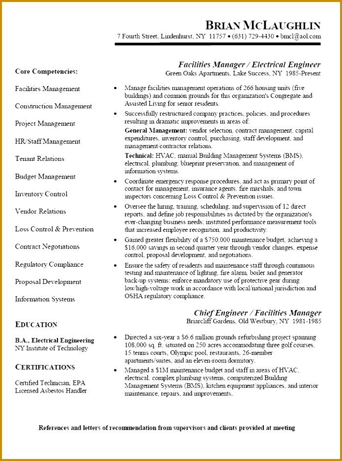 resume electrical 696937