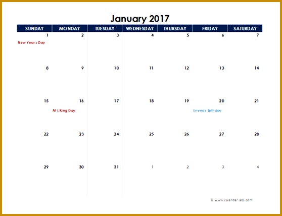 2017 excel calendar spreadsheet template 428558