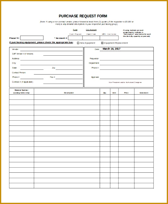Purchase Request Form Sample 678558