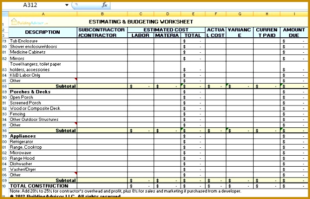 Estimating and Bud ing Worksheet Download in Excel format Ready to use 623400