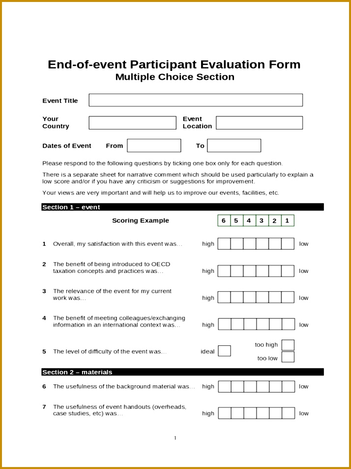 End of event Participant Evaluation Form 952714
