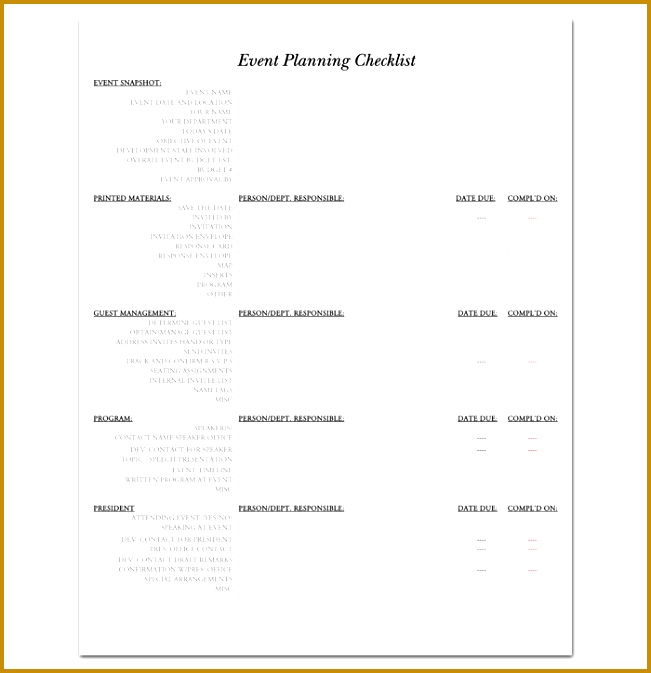 Event Planning Checklist Template 1 651673