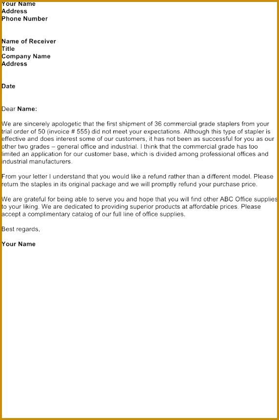 Acknowledge the Return of an Item for Refund Letter – FREE Download 859572