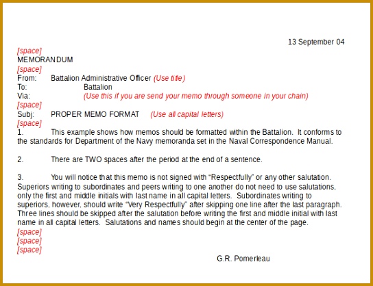 Proper Business Memo Example Free Format 418544