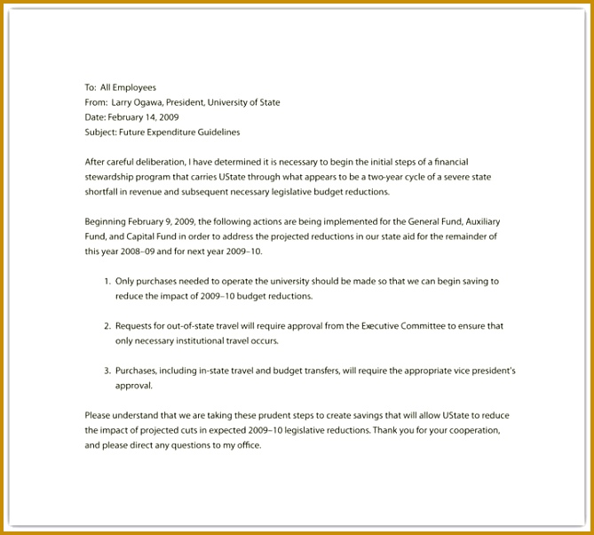 A letter from an employer to their employees 669602