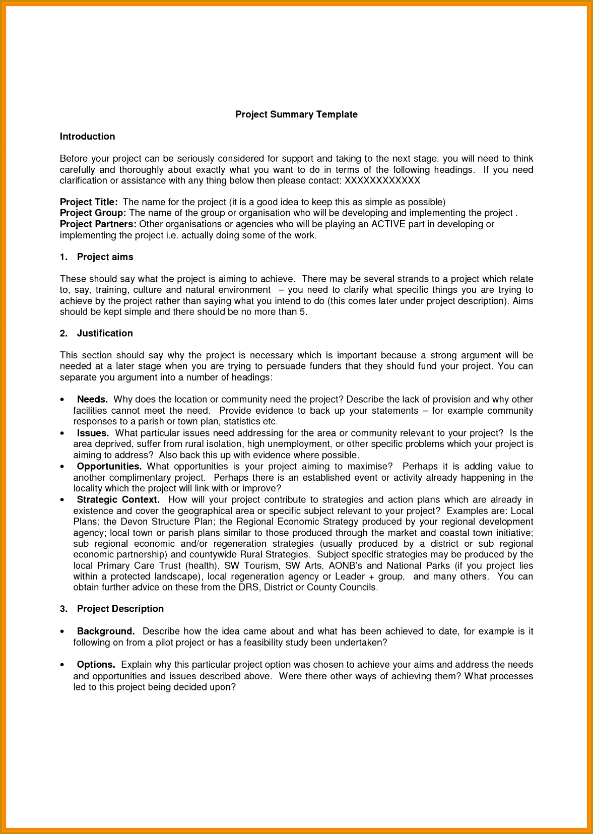 project introduction sampleoject summary template project summary template 16551177