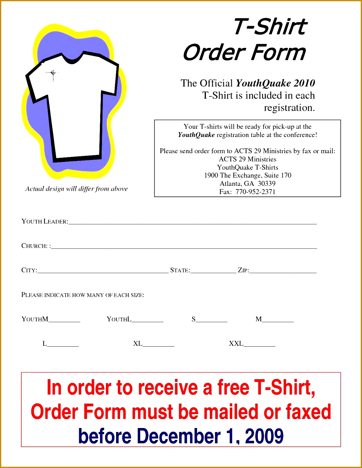 Blank T Shirt Order Form Template Selimtd 11851534