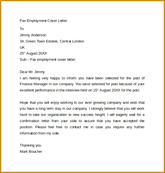 Simple Fax Cover Letter 571544