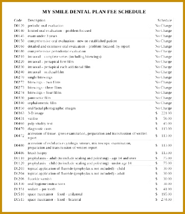 Dental Fee Schedule Template 418362