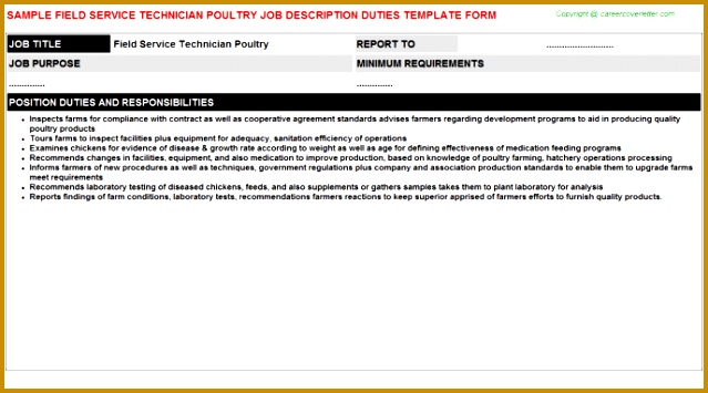 field service technician poultry job description 355639