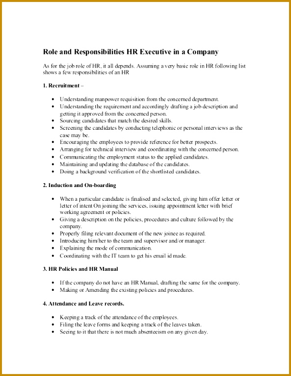Role and Responsibilities HR Executive in a pany As for the job role of HR 768593