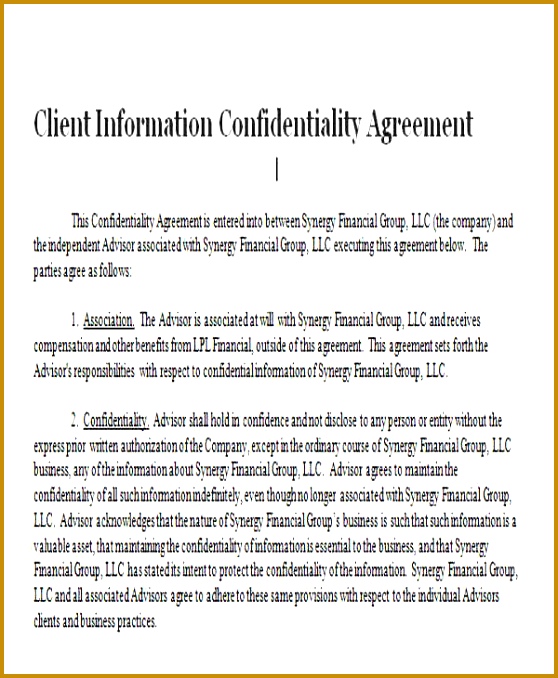 8 Client Confidentiality Agreements Free Sample Example 678558