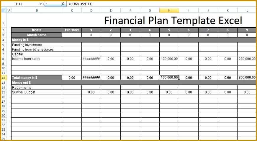 Financial Plan Template Excel Free 478871