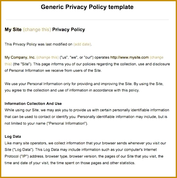 Example of Privacy Policy Screenshot 572567