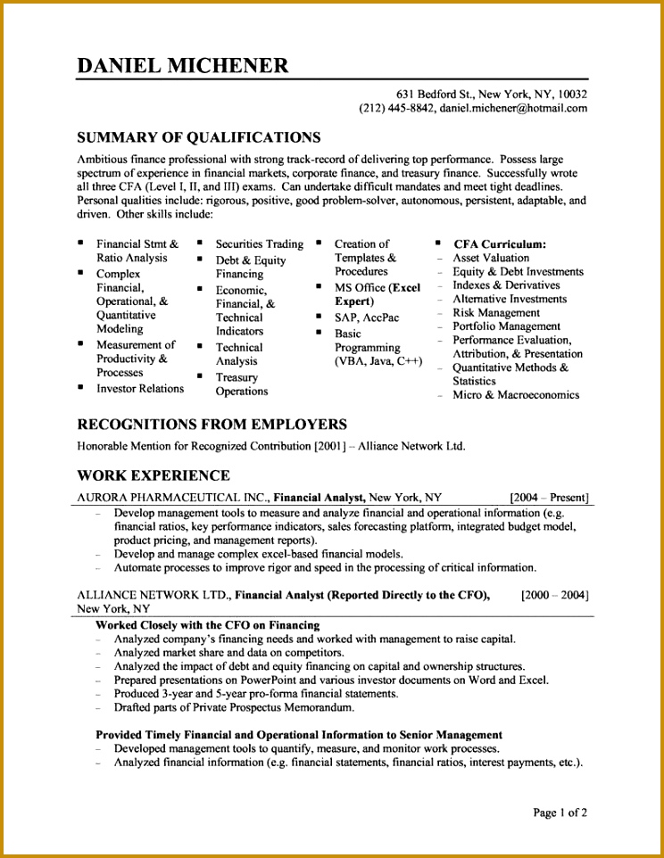Financial Analyst Resume 744962