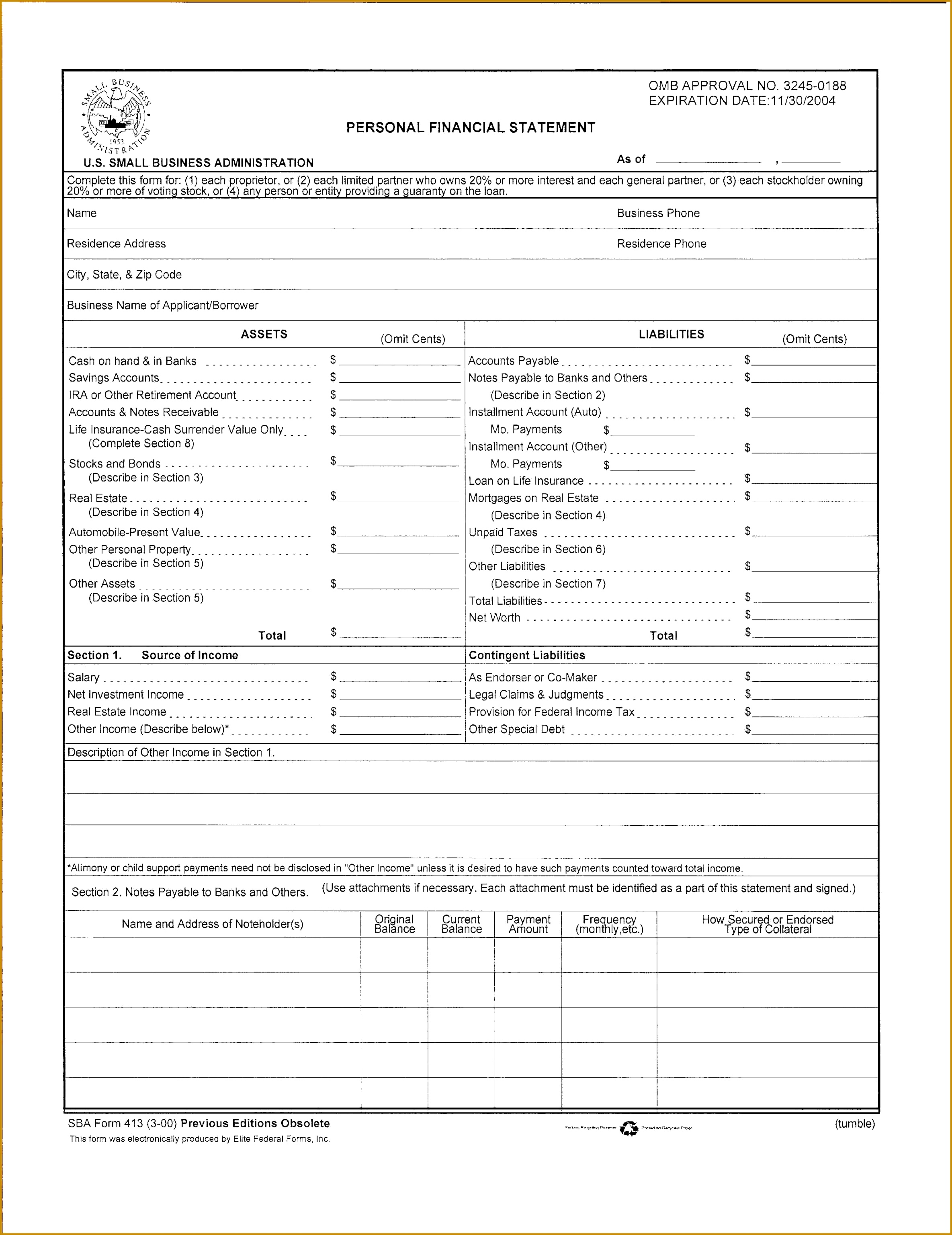 8 personal financial statement template free 23693072