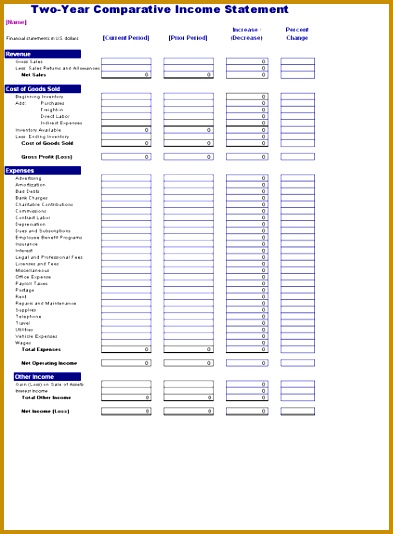 Two year parative in e statement Templates Free Download 534393