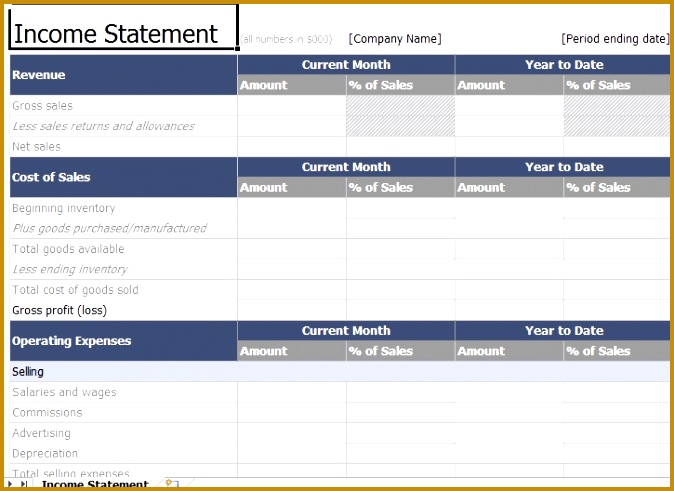 In e Statement Template Excel 674491