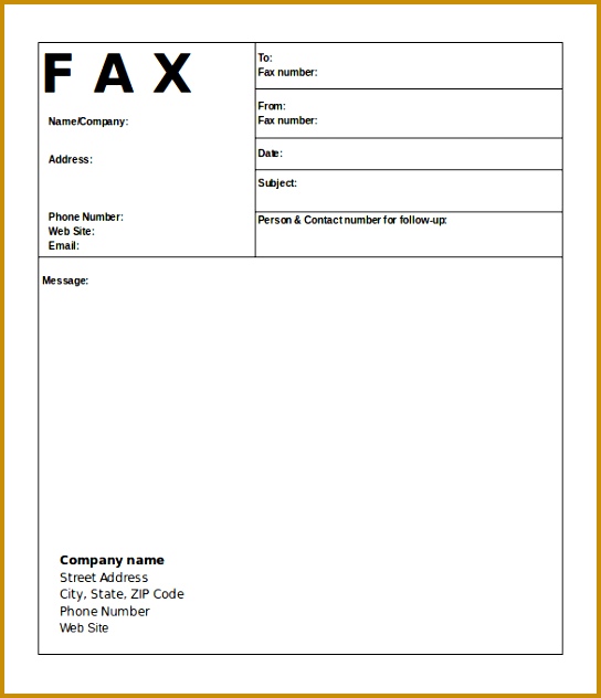 Basic Followup Fax Template Word Format Free Download 632544