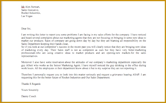 Formal Grievance Letter Template 579361