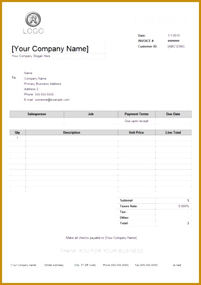 Service Invoice Example 394558