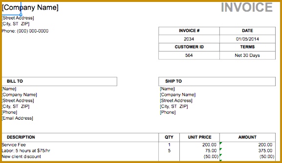 spreadsheets invoice billing 335577
