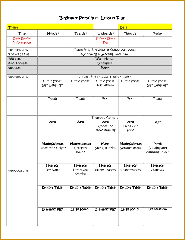 100 [ Word Lesson Plan Template ] 771998