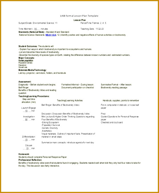 Formal Lesson Plan Template 678558