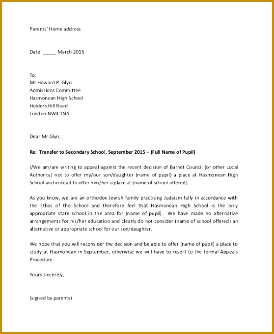 Sample Appeal Letter 10 Examples in Word PDF czcpj appeal letter sample for school admission 678558
