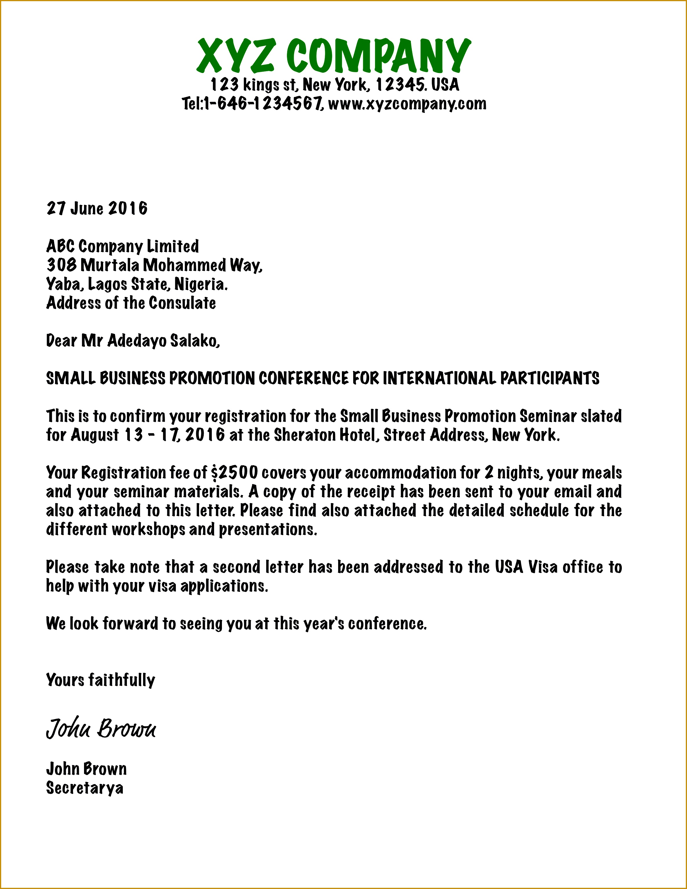 Invitation Letter for Business Visa 30692371