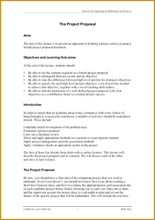 School of puting & Mathematical Sciences The Project Proposal Aims The aim of this lecture is 839593