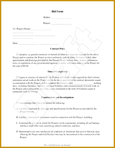 invitation to bid template construction bid form bid proposal template for contractor construction free 372481