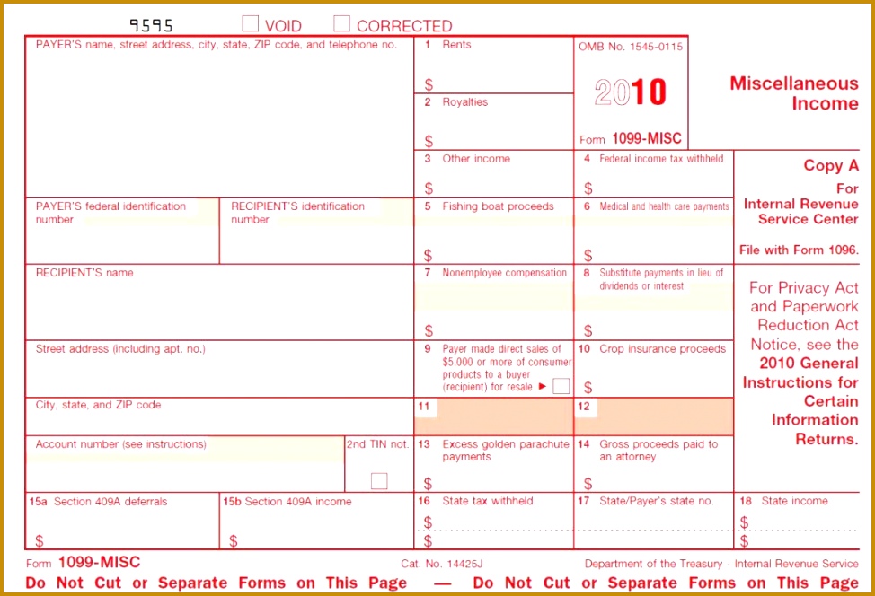 6 Free Printable 1099 Misc Tax form Template FabTemplatez